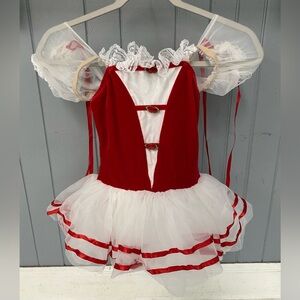 Curtain Call Red & White Rose Tutu Dance Costume